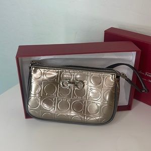 salvatore ferragamo bronze wristlet AUTHENTIC